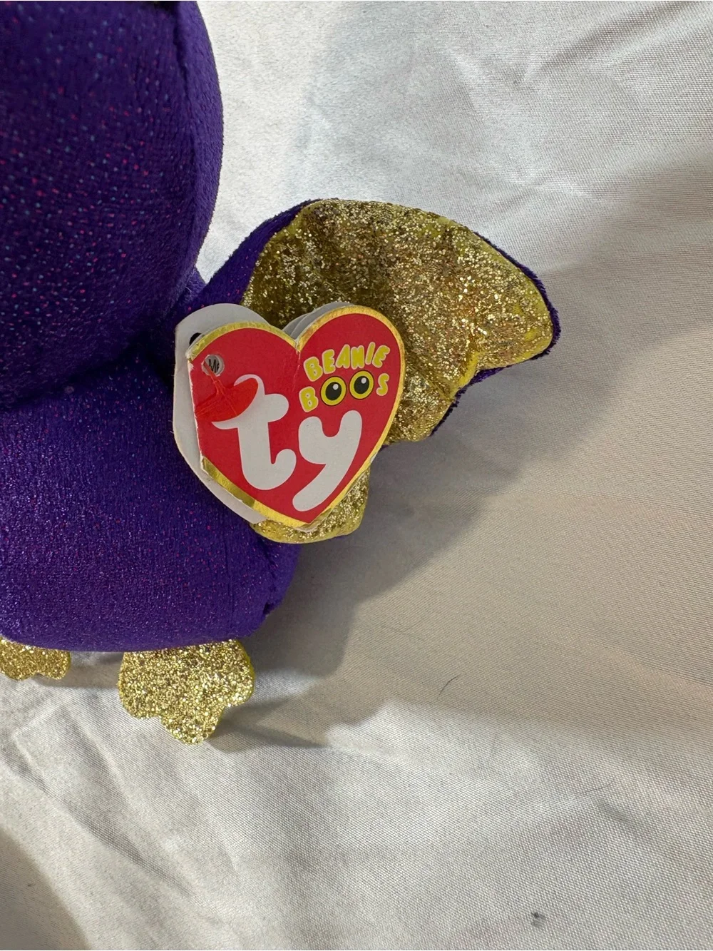 Ty Purple and Gold Glitter Bat Plush